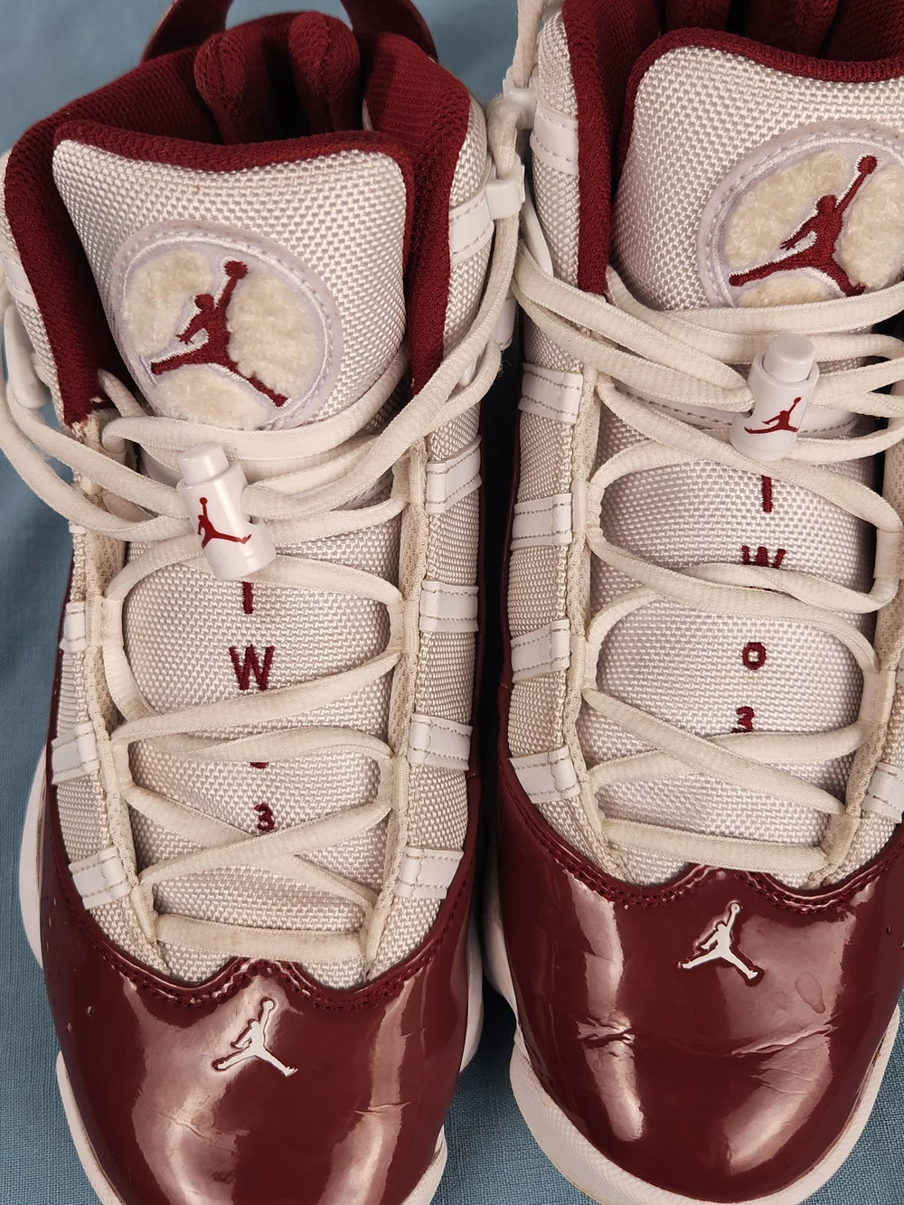 Jordan 6 Rings White Burgundy Basketball Sneakers Mens 7.5 Womens 9